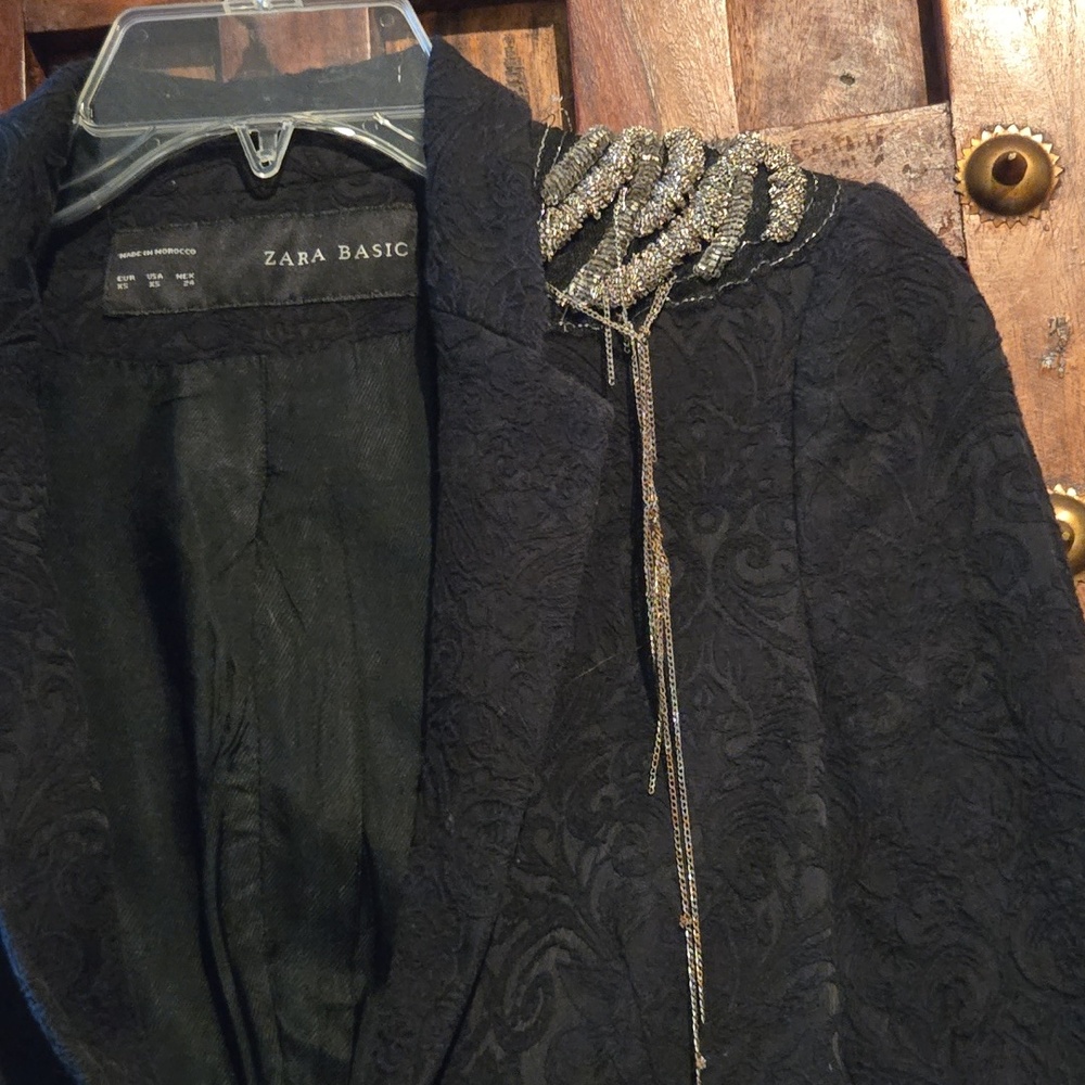 Zara Basic Black Embellished Shoulder Blazer - image 6